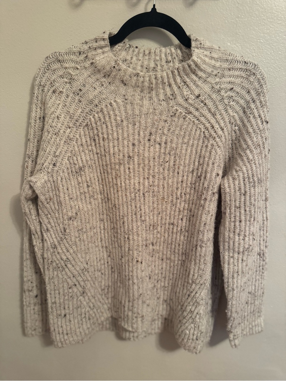 Madewell Women's Medium Chunky Ribbed Mock Neck Sweater Oatmeal Cream